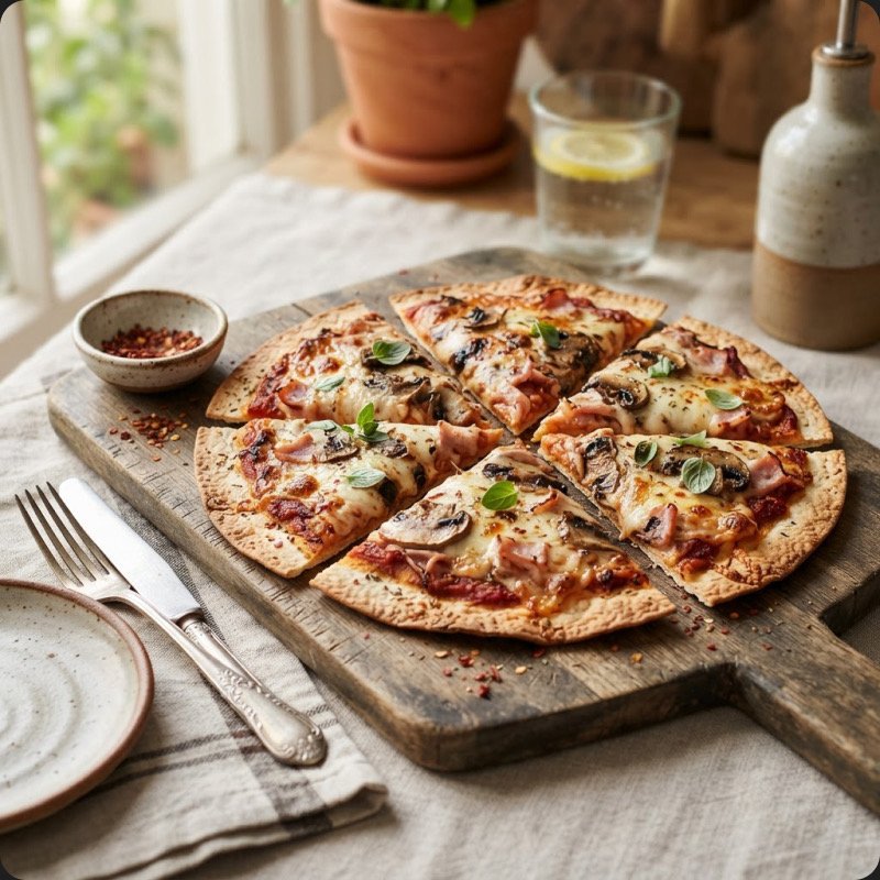 Ham & Mushroom Pizza Tortilla