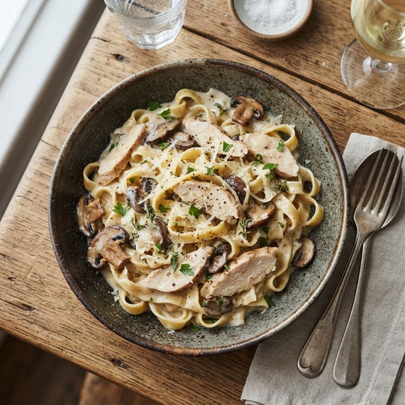Tagliatelle with Chicken & Mushrooms